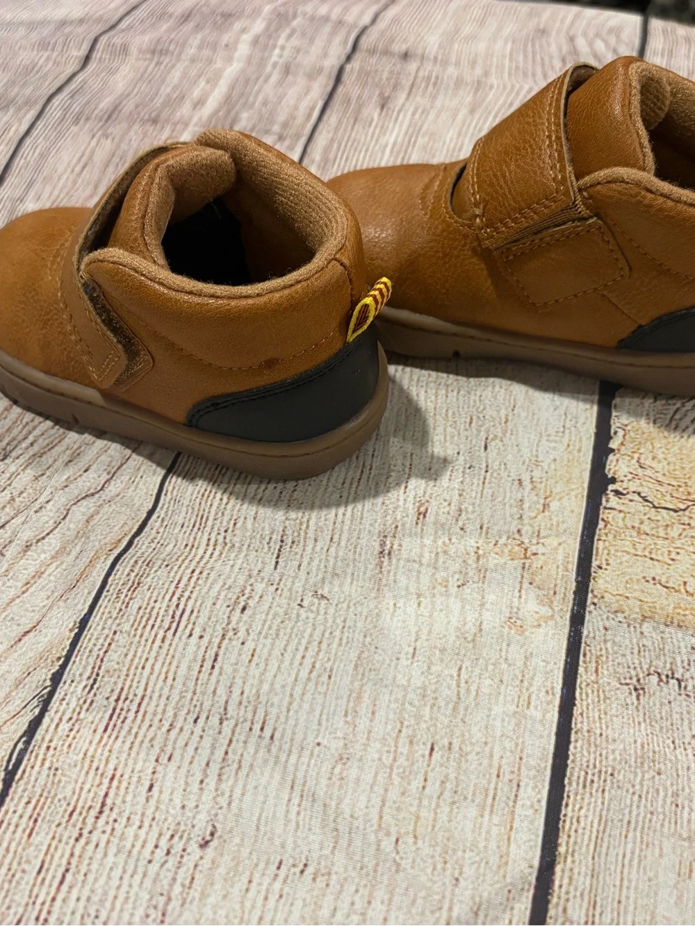 Carter's Brown Tan Leather Velcro Baby Walker Shoes